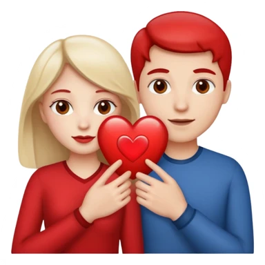 Two people holding half a heart up sticker