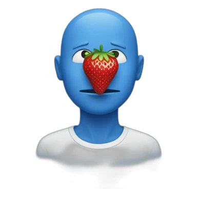 blue man with strawberry instead of mouth sticker