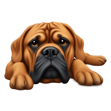 Laying Dogue de Bordeaux with black mask sticker