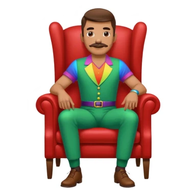 gay man rgb outfit, long chair, mustache sticker
