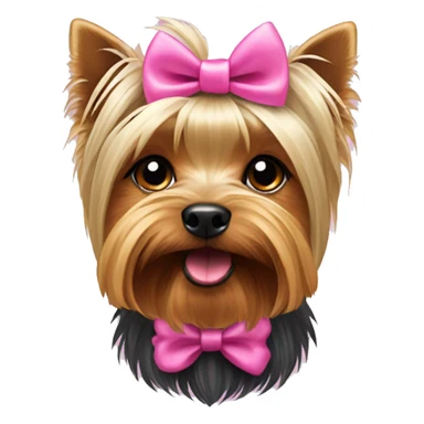 Yorkshire terrier dog with a pink bow sticker