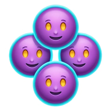 emoji icon of three glowing orbs connected by light beams forming unity, neon purple and cyan lights, dark futuristic background, 1:1

 sticker