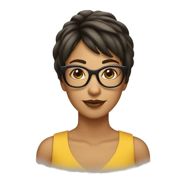 Una mujer con pelo corto flequillo y gafas sticker