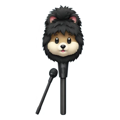 boom fluffy microphone with stick sticker