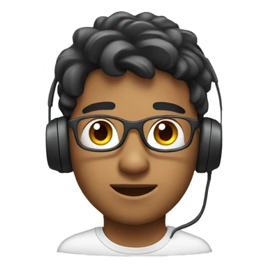 A young man wearing a headset on his ear. sticker