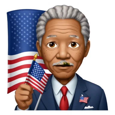 morgan freeman holding an american flag sticker