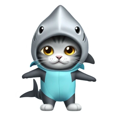 Cat wearing a shark costume sticker