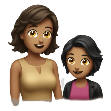 Brunette and black haired woman chatting sticker