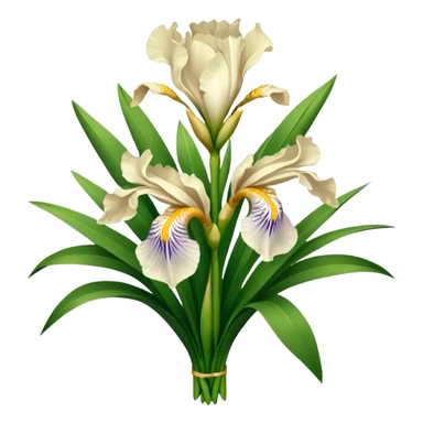 big bouquet Cream Iris, luxuriant, leaf, bud sticker
