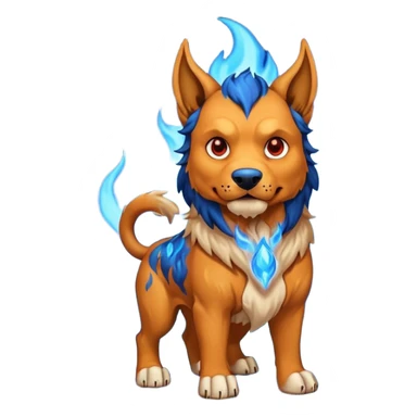 Cerberus, the hound of hades. Blue flames around. sticker