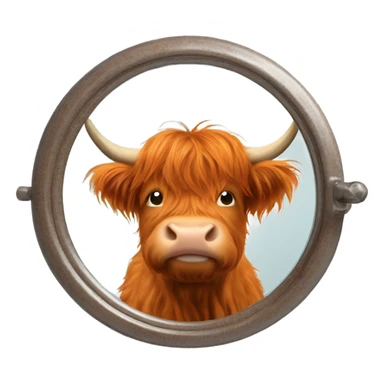 A ginger highland cow, looking into a mirror  sticker