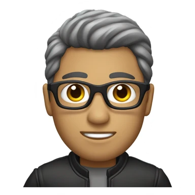 Persona con chaqueta gris, pelo negro, sin gafas, ojos negros, color de piel claro sticker