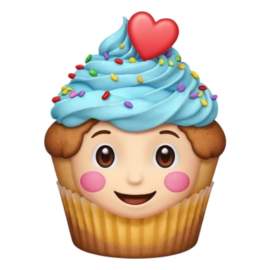 smiling face with heart eyes and cupcake sticker