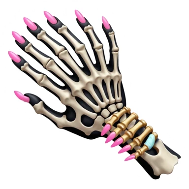 skeleton hand with long pink nails sticker