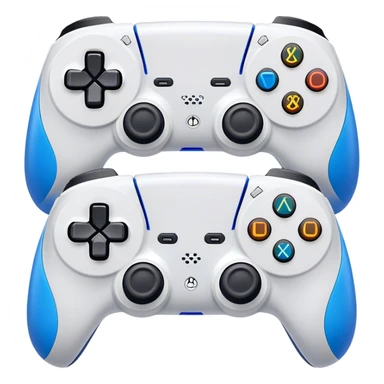 An icon showing a split-screen game with two sections, each featuring different gameplay action. Two PS5 controllers rest below, symbolizing local multiplayer fun. The design captures the excitement of competitive and cooperative gaming. A transparent background sticker