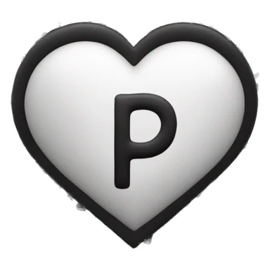 black and white heart with letter p in it sticker