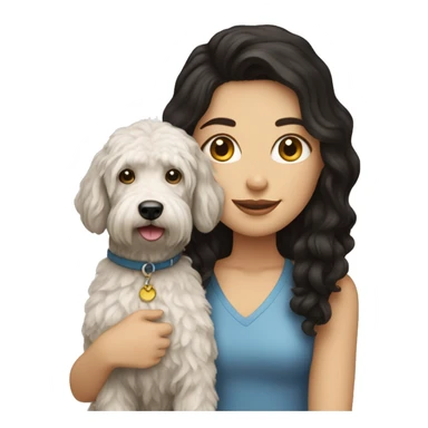black haired white girl with labradoodle dog sticker