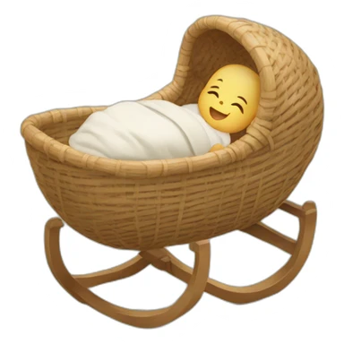 Newborn in a rattan cradle sticker
