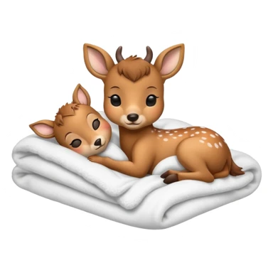 Baby deer sleeping in bed sticker