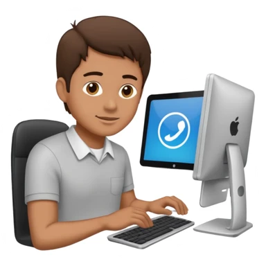 man working on computer, line art sticker