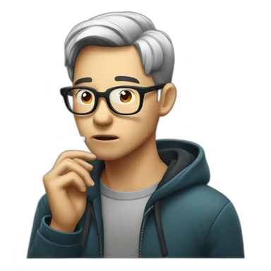 HongKong guy glasses worry face smoking sticker