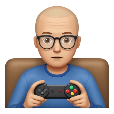 Homme qui joue à la console avec des lunettes et crâne raser sticker