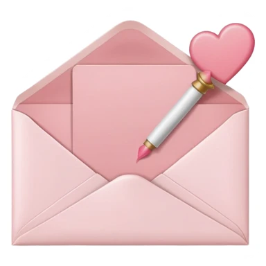 White envelope with powder pink sealing wax, cute sticker