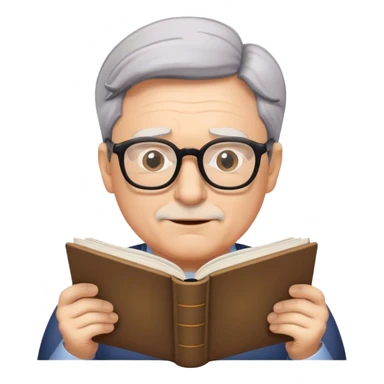 mature man reading with glasses sticker