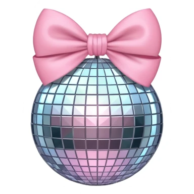 Disco ball with baby pink bow sticker