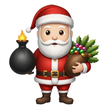 Santa holding a bomb and a turkey sticker