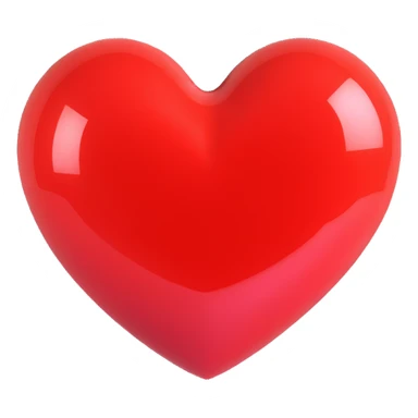 3D emoji style heart, glossy red, shiny and puffy sticker