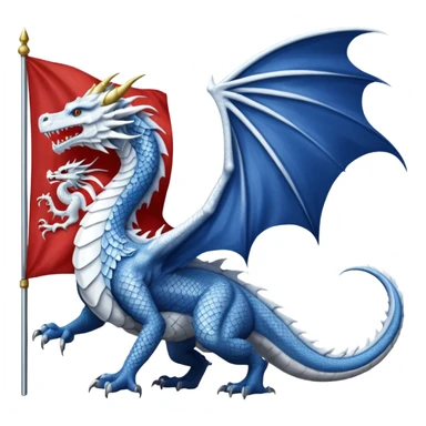 Create a flag with a red background and a white dragon like the red dragon of the welsh flag sticker