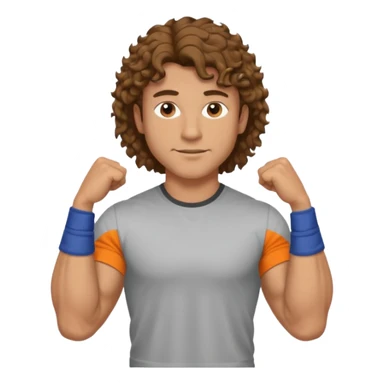 Hot male engineer with curly brown mullet hair and muscles sticker