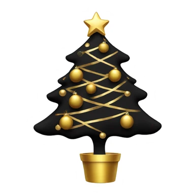 Black Christmas tree with gold ornaments sticker