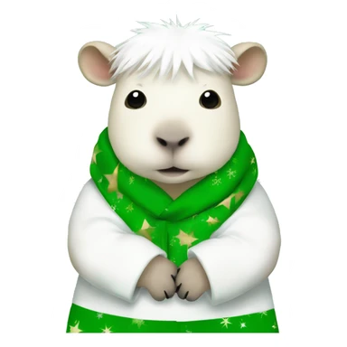 White capybara with green Christmas ￼ pyjamas sticker