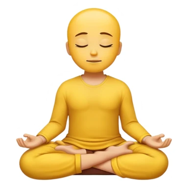 yellow emoji meditating, sitting cross-legged, peaceful expression sticker