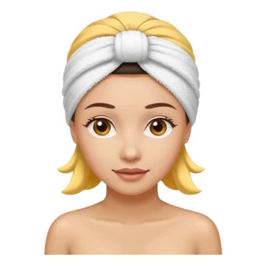 rosto de uma mulher com uma faixa de toalha no cabelo castanho como se estivesse no spa sticker