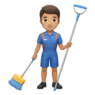 Cleaning man sticker