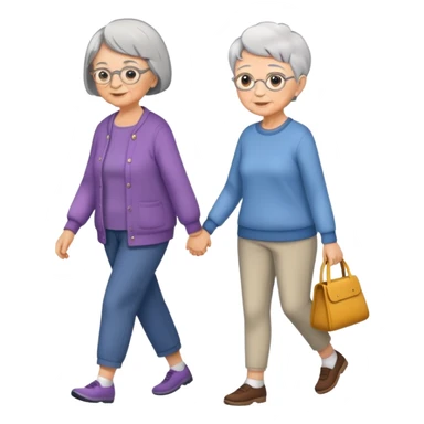 Grandma with short hair walking with teenage granddaughter  sticker