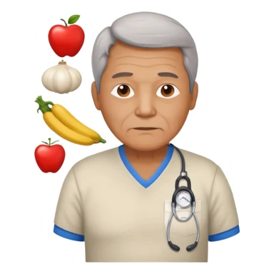 una imagen de un abuelo de 63 años con una enfermedad cardiovascular pero puedes poner al rededor habitos saludables PERO QUE SUFRA DE ENFERMEDAD CARDIOVASCULAR Y QUE NO SE VEA TAN FELIZZ sticker