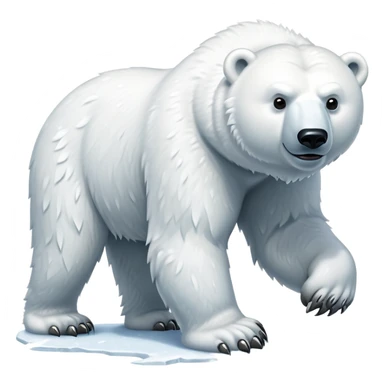 cinematic-polar-bear-realistic-full-body-standing-emoji,-massive-snowy-white-frame-lumbering-across-the-icy-tundra,-powerful-paws-pressing-into-the-frozen-ground,-head-tilted-dramatically,-thick-fur-dusted-with-ice-crystals,-simplified-yet-realistic-focused-features,-highly-detailed,-glowing-with-an-almost-sarcastic-glow

 sticker