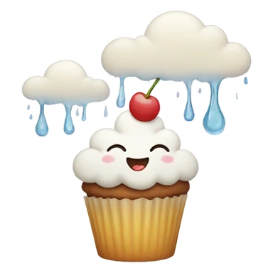 Happy cupcake with a rainy cloud on top  sticker