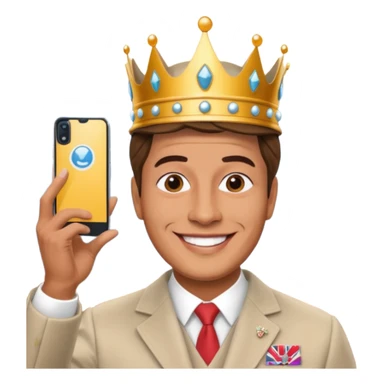 A person/a man who's taking a selfie in a room with the wax figures of the queen elizabeth the II sticker