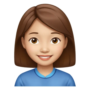 tiny Vietnamese woman with brown hair, smiling sticker
