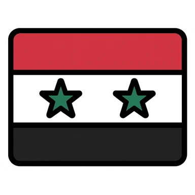 new Syrian flag concept, minimalist, geometric elements, flat icon style sticker