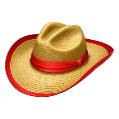 Sombrero de paja con una tira roja en la parte central sin ninguna soporte solo una tira como el de abajo a la derecha sin la flor y sin la tira roja en la parte saliente  sticker