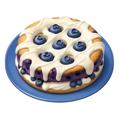 plate of 2 blueberry biscuits with white icing swirl on top sticker