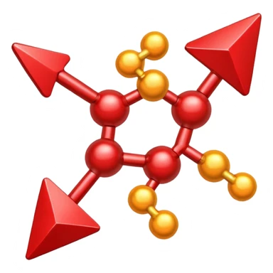 red arrow pointing down on the vitamin molecule sticker