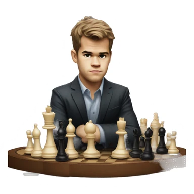 magnus carlsen in front of a chess board sticker
