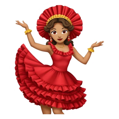 Female Colombian salsa dancer with ruffle dress, traditional Colombian headpiece, mid-dance move sticker